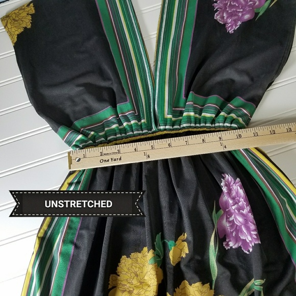 Floral Print Empire Waist Plunge Neckline Dress M - Picture 4 of 8